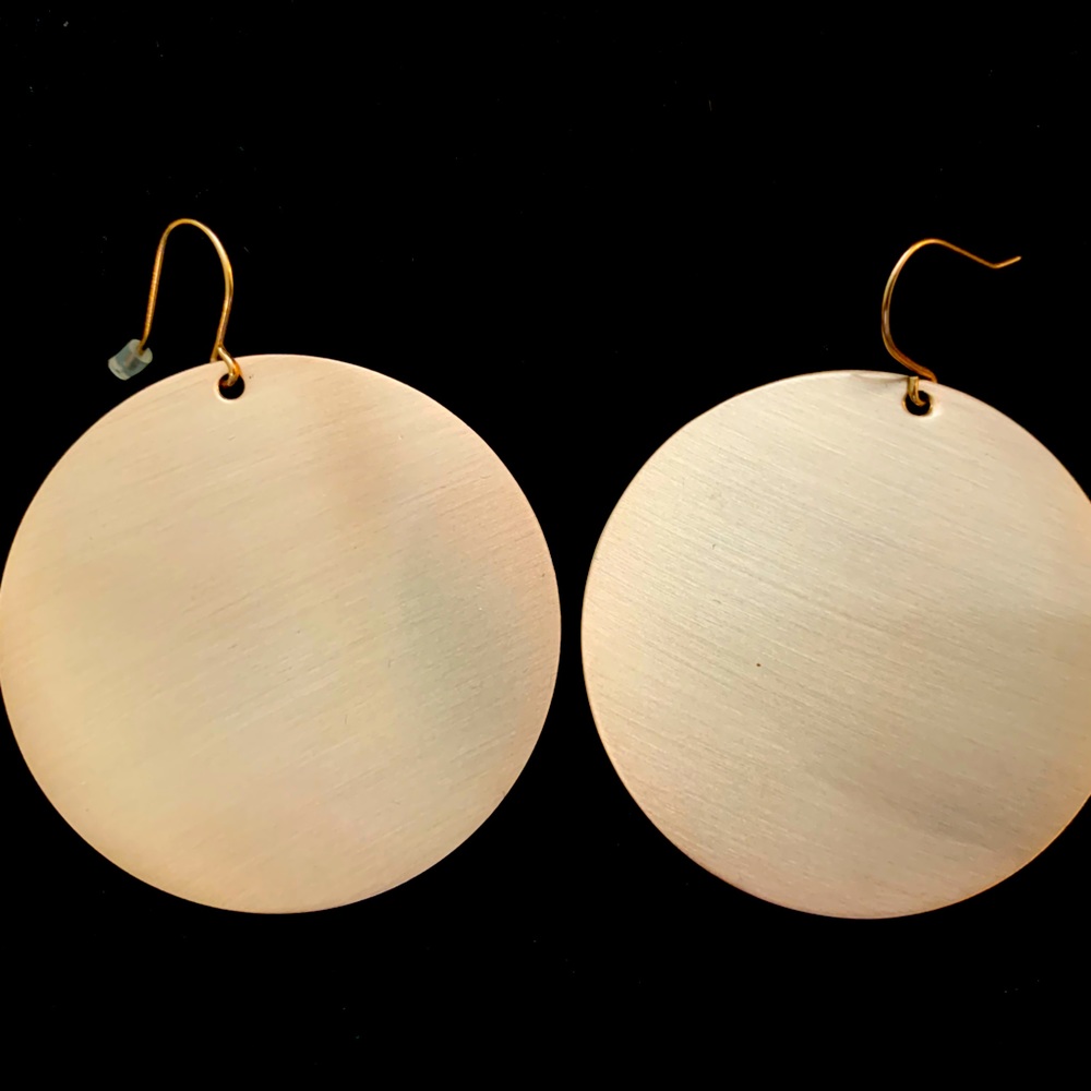 Baublebar earrings Copper colored large thin discs, NWOT
